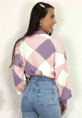BLUSA TRICOT MANGA LONGA FEMININA  COSH JEANS - Lavanda