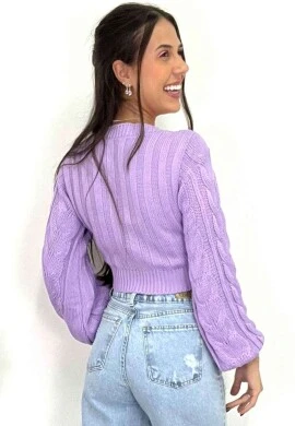 BLUSA TRICOT MANGA TRANÇADA  COSH JEANS - Lavanda