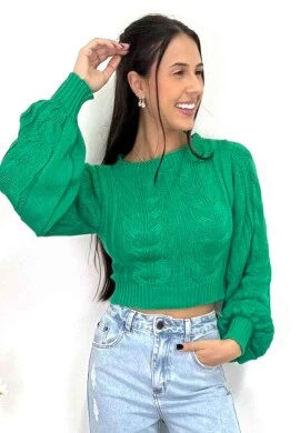 BLUSA TRICOT MANGA TRANÇADA  COSH JEANS - Verde