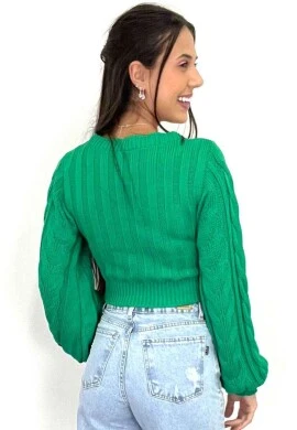 BLUSA TRICOT MANGA TRANÇADA  COSH JEANS - Verde
