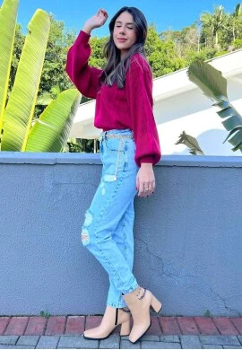 BLUSA TRICOT TRANÇADA  COSH JEANS - Pink