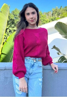 BLUSA TRICOT TRANÇADA  COSH JEANS - Pink