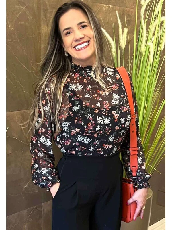 BLUSA TULE FEMININA PARADO NO AR  COSH JEANS - Preto