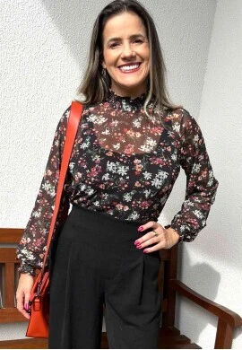 BLUSA TULE FEMININA PARADO NO AR  COSH JEANS - Preto