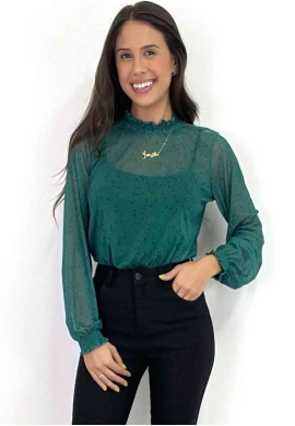 BLUSA TULE FEMININA PARADO NO AR  COSH JEANS - Verde