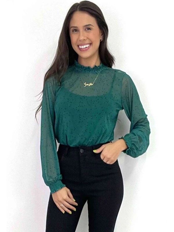 BLUSA TULE FEMININA PARADO NO AR  COSH JEANS - Verde