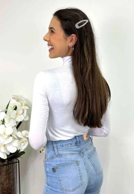 BLUSA VISCO GOLA ALTA FEMININA - COSH JEANS - Branco