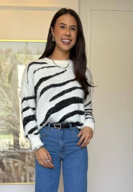 BLUSA ZEBRA ANGORA - COSH JEANS - Off white