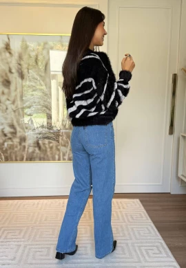 BLUSA ZEBRA ANGORA - COSH JEANS - Preto