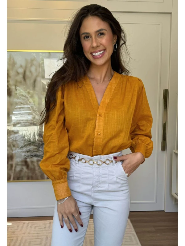 BODY CAMISA GABRIELA - COSH JEANS - Mostarda