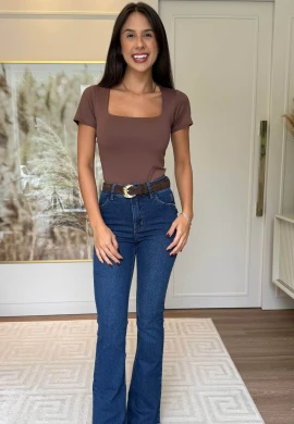 BODY DE MANGAS SOFIA - COSH JEANS - Marrom