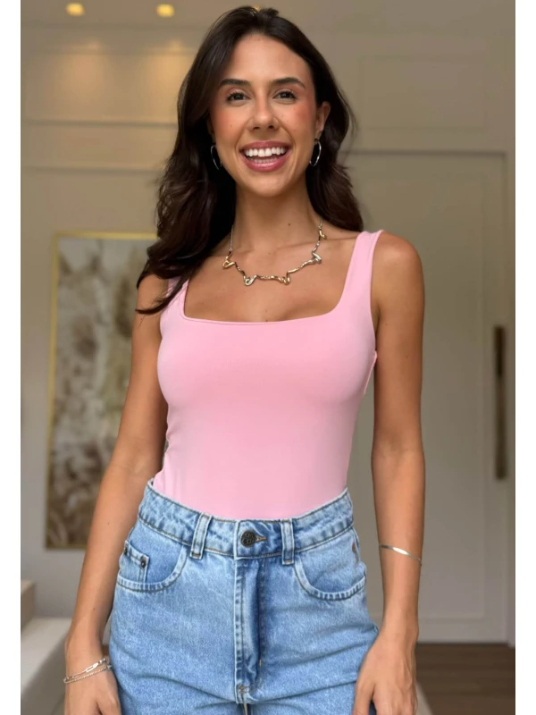 BODY DECOTE QUADRADO MARIA - COSH JEANS - Rosa