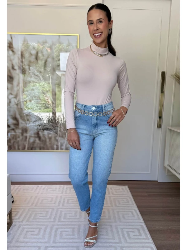 BODY FEMININO GOLA ALTA LAURA - COSH JEANS - Pele