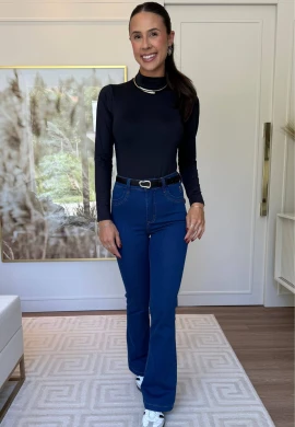 BODY FEMININO GOLA ALTA LAURA - COSH JEANS - Preto