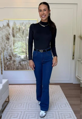 BODY FEMININO GOLA ALTA LAURA - COSH JEANS - Preto
