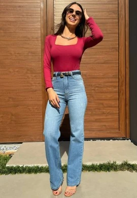 BODY POLIAMIDA FEMININO VIVI - COSH JEANS - Bordo