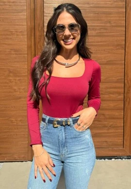 BODY POLIAMIDA FEMININO VIVI - COSH JEANS - Bordo