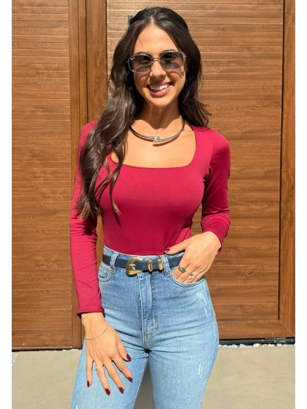 BODY POLIAMIDA FEMININO VIVI - COSH JEANS - Bordo