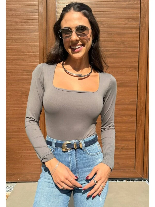 BODY POLIAMIDA FEMININO VIVI - COSH JEANS - Cinza
