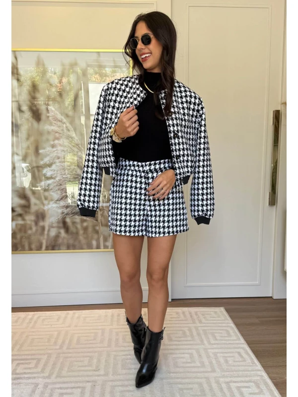 BOMBER CURTO TWEED - COSH JEANS - Preto