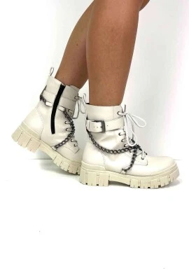 BOTA COTURNO CORDÃO E CORRENTES FEMININA  COSH JEANS - Off white
