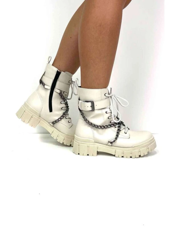 BOTA COTURNO CORDÃO E CORRENTES FEMININA  COSH JEANS - Off white