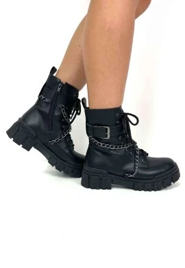 BOTA COTURNO CORDÃO E CORRENTES FEMININA  COSH JEANS - Preto