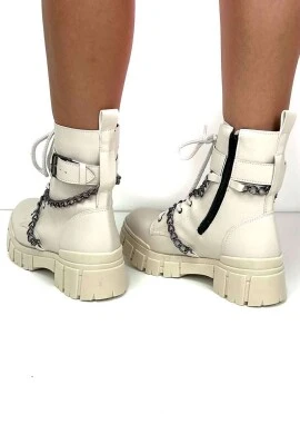 BOTA COTURNO CORDÃO E CORRENTES FEMININA  COSH JEANS - Off white