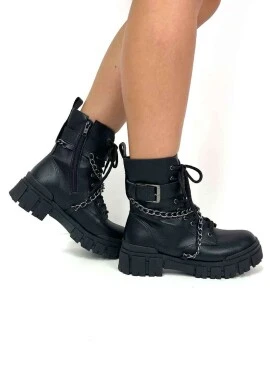 BOTA COTURNO CORDÃO E CORRENTES FEMININA  COSH JEANS - Preto
