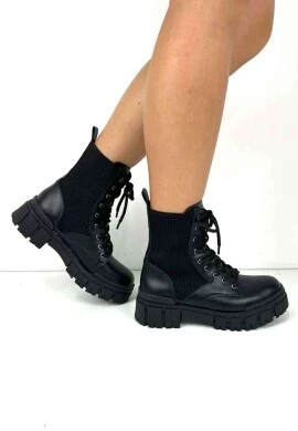 BOTA COTURNO DE CADARÇO - COSH JEANS - Preto