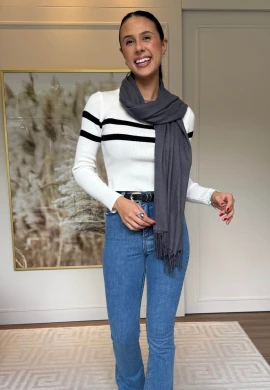 CACHECOL LISO FINO - COSH JEANS - Cinza