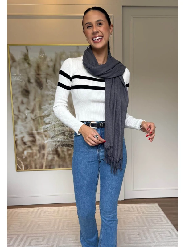 CACHECOL LISO FINO - COSH JEANS - Cinza