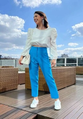 CALÇA DE ALFAIATARIA FEMININA - COSH JEANS - Azul