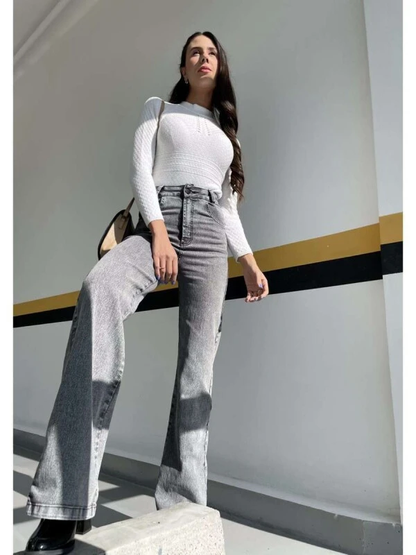 CALÇA FEMININA WIDE LEG COM ELASTANO - Jeans
