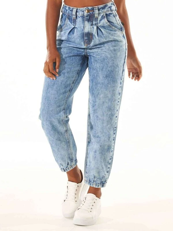 CALÇA JEANS BAGGY MARMORIZADA - Jeans