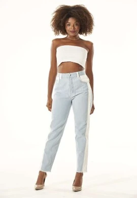 CALÇA JEANS FEMININA C/DETALHE LATERAL - Jeans