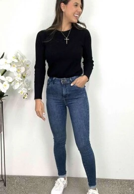 CALÇA JEANS HOT FEMININA COM BARRA DO AVESSO  COSH JEANS - Jeans