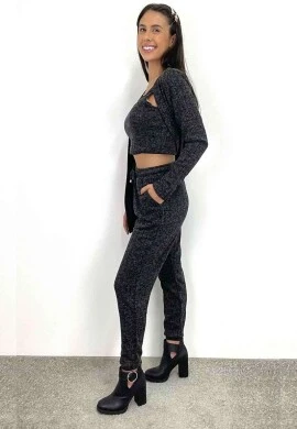 CALÇA JOGGER TRICOT PARADO NO AR  COSH JEANS - Preto