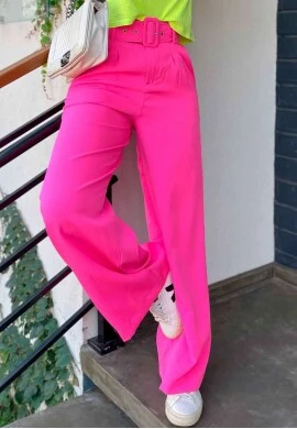 CALÇA PANTALONA COM CINTO FEMININA NEGA RIO - COSH JEANS - Pink