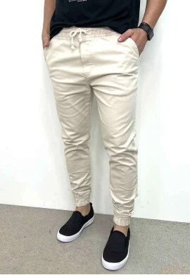 CALÇA SARJA MASCULINA  COSH JEANS - Areia