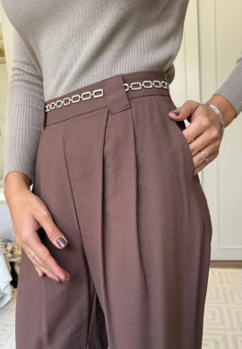 CALÇA ALFAIATARIA WIDE LEG - COSH JEANS - Marrom