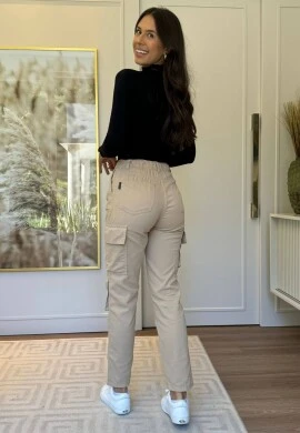 CALÇA CARGO FEMININA RAISSA  COSH JEANS - Bege claro