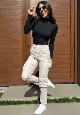 CALÇA CARGO FEMININA RAISSA  COSH JEANS - Gelo