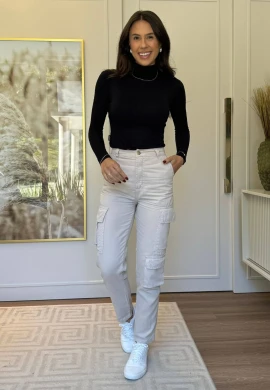 CALÇA CARGO FEMININA RAISSA  COSH JEANS - Gelo