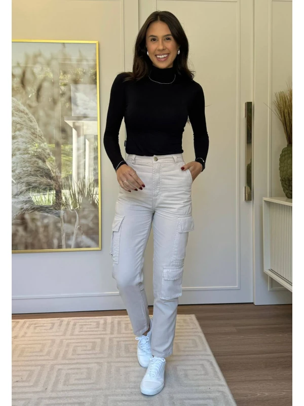 CALÇA CARGO FEMININA RAISSA  COSH JEANS - Gelo