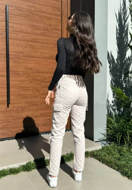 CALÇA CARGO FEMININA RAISSA  COSH JEANS - Gelo
