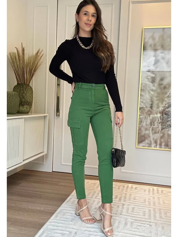 CALÇA CARGO MOM FEMININA JADE - COSH - Verde abacate