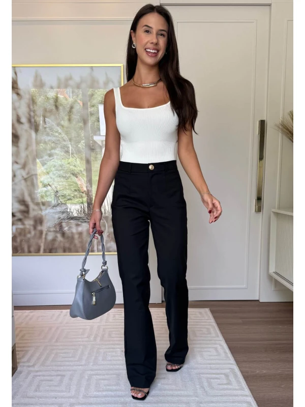 CALÇA DE ALFAIATARIA BOOT CUT - COSH JEANS - Preto