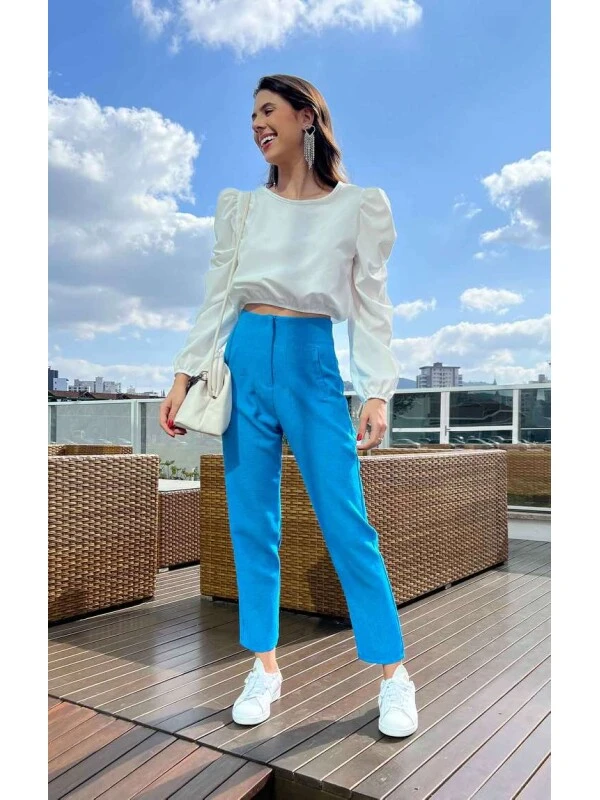 CALÇA DE ALFAIATARIA FEMININA - COSH JEANS - Azul