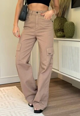 CALÇA FEMININA CARGO COLLOR NAY - COSH JEANS - Camurça